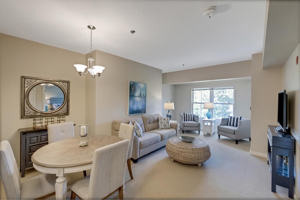 Living room and dining room of an apartment at Springhouse